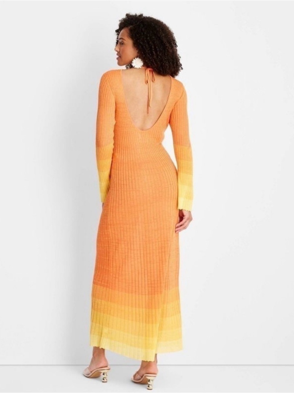 Sunset Ombre Knit Maxi Dress in Orange - Picture 2 of 7